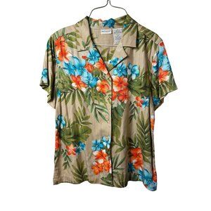 VTG White Stag Womens Small Hawaiian Shirt Tropical Floral Aloha Button Up Top